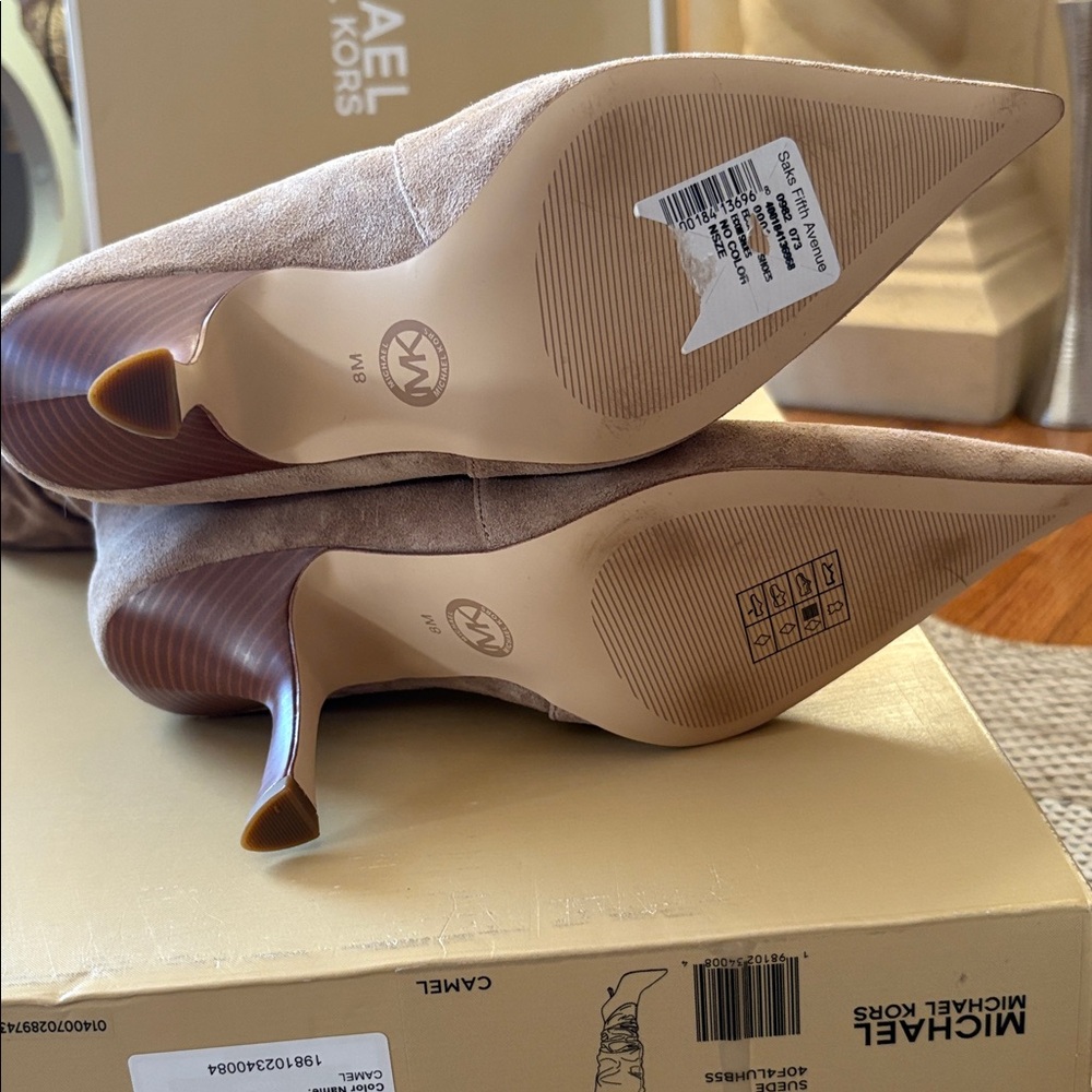 Michael Kors Camel Suede Pointed Toe Boots - Picture 4 of 10
